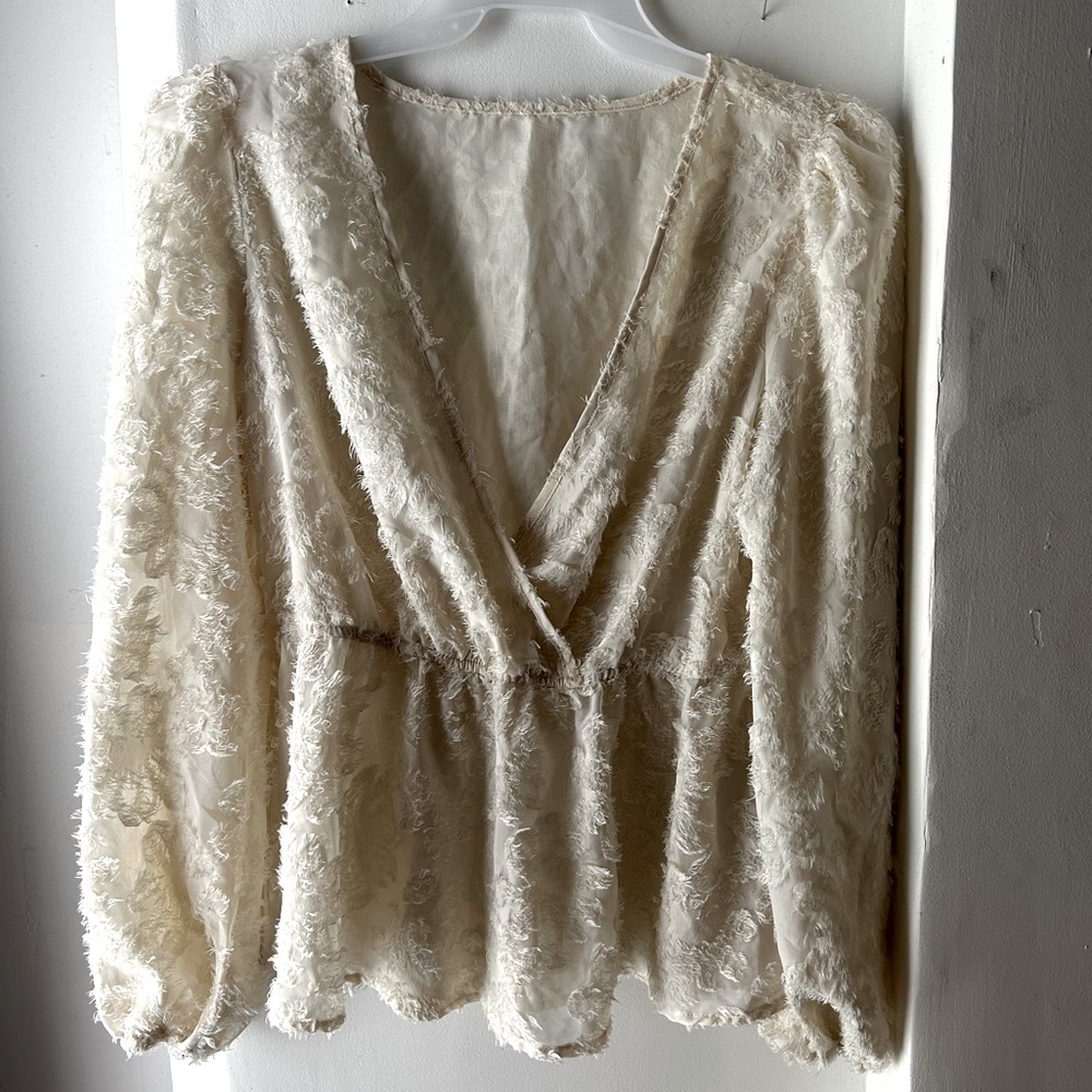 Cream long sleeve blouse